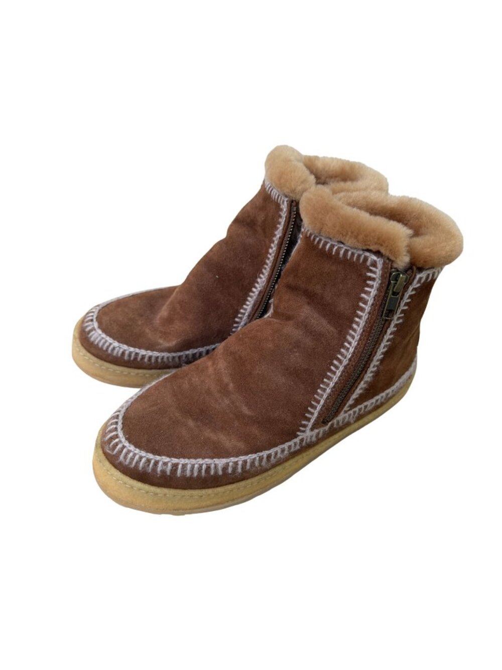 Setsu Crochet Side Zip Ankle Boot Camel Suede 40 - Picture 4 of 6